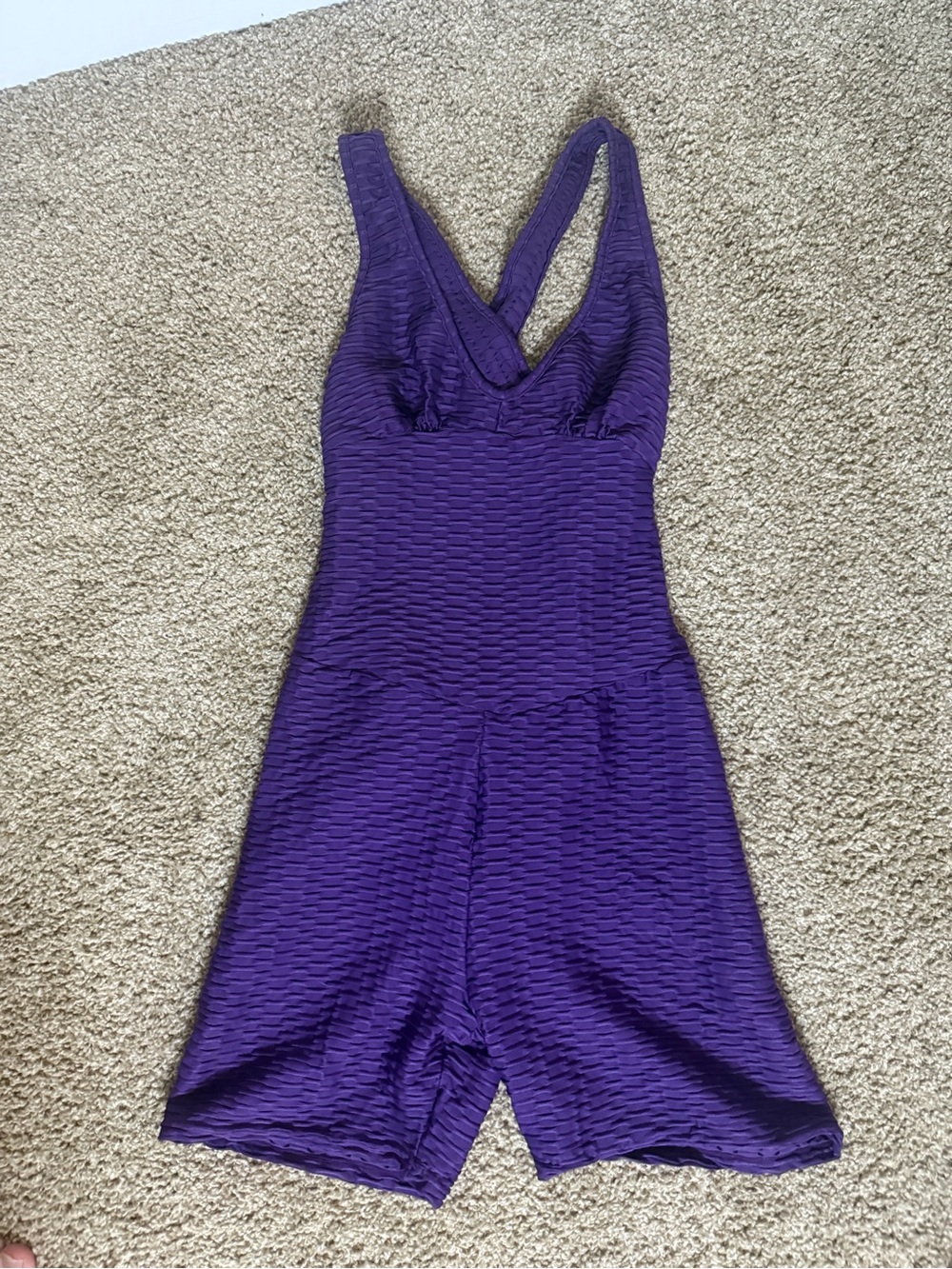 Purple Active Ribbed Romper